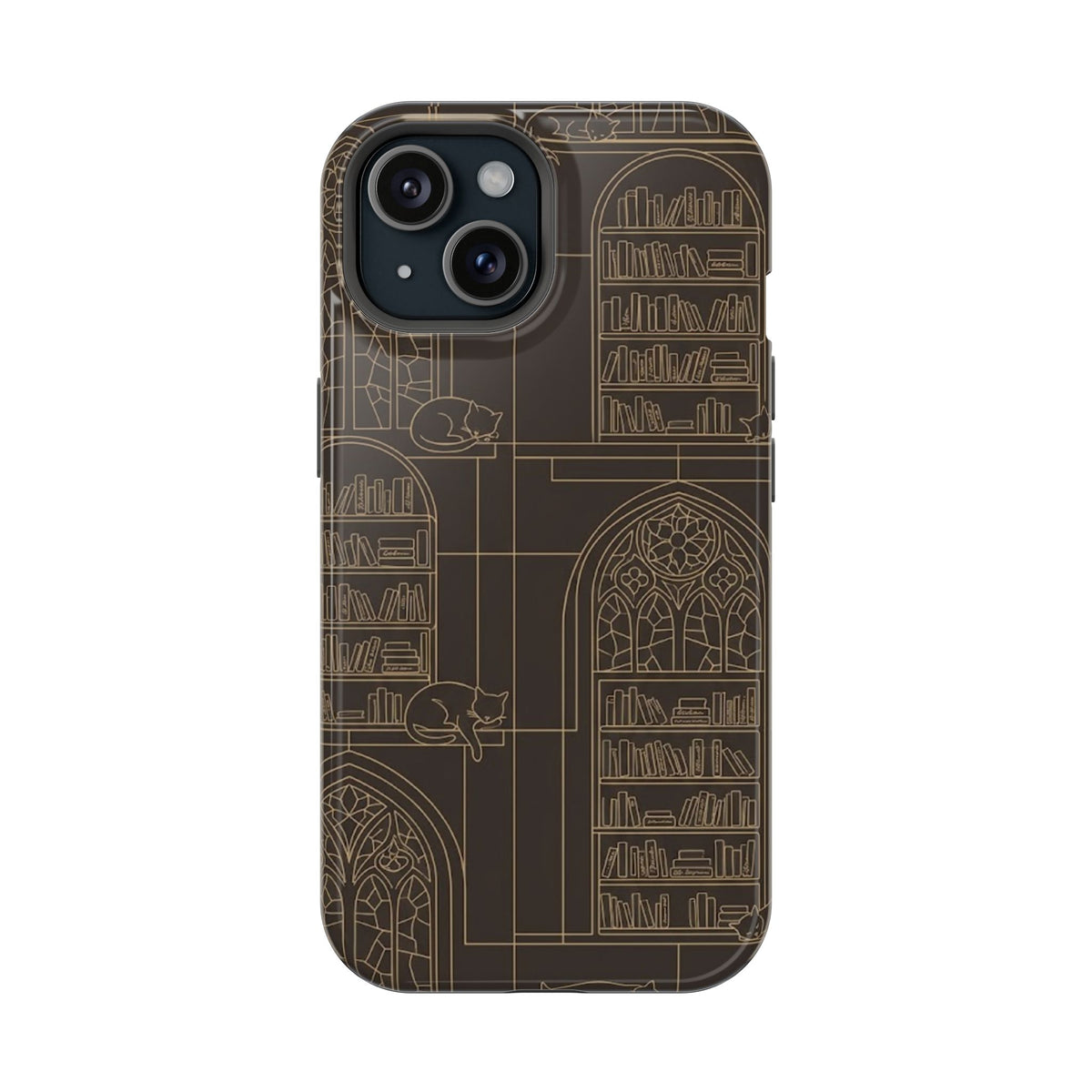 Cat Library Bookshelf Phone Case