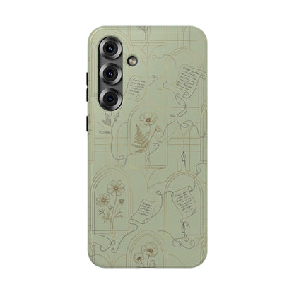 Vintage Botanical Script Design - Impact Resistant Phone Case