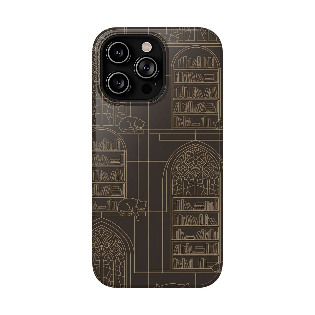 Cat Library Bookshelf Phone Case