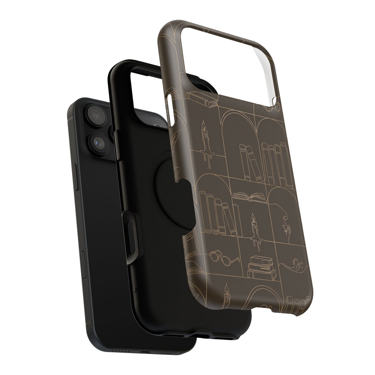Vintage Library Books & Candle Pattern - Impact-Resistant Phone Case
