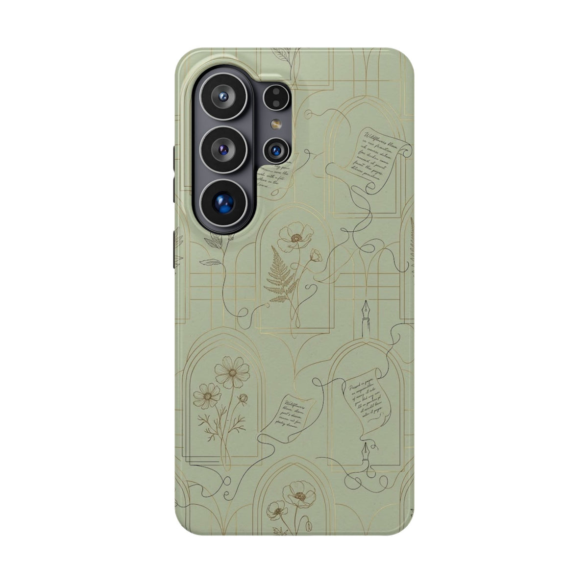 Vintage Botanical Script Design - Impact Resistant Phone Case