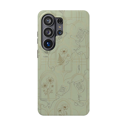 Vintage Botanical Script Design - Impact Resistant Phone Case