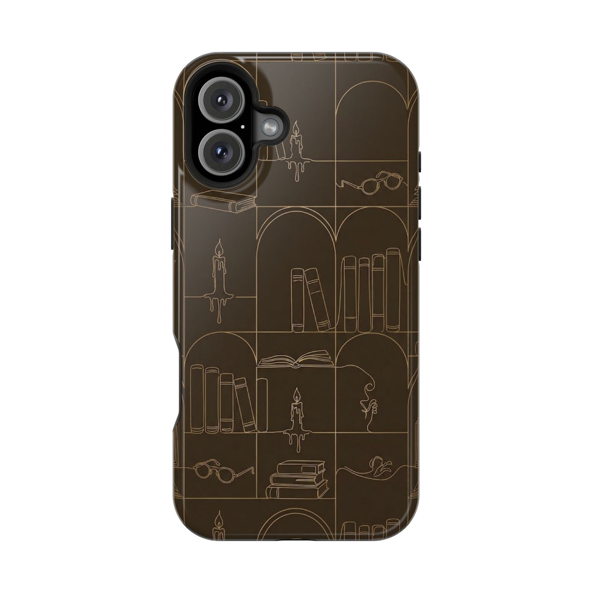 Vintage Library Books & Candle Pattern - Impact-Resistant Phone Case