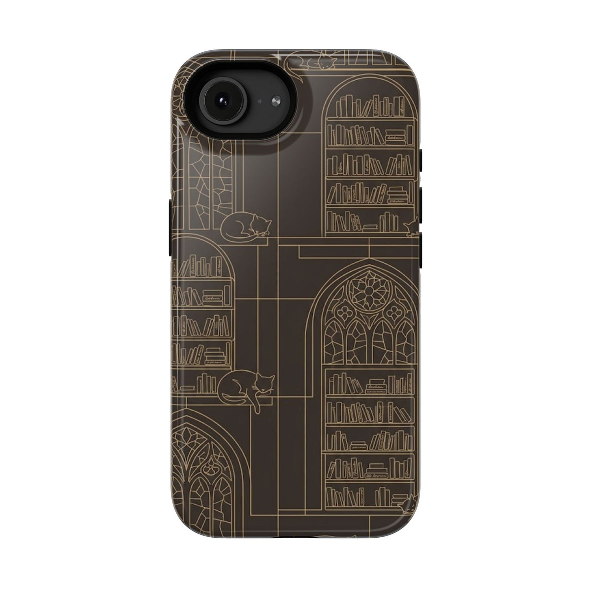Cat Library Bookshelf Phone Case