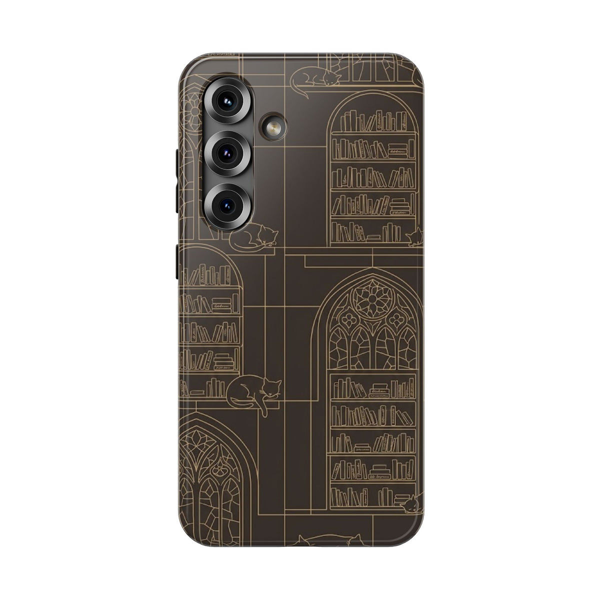 Cat Library Bookshelf Phone Case