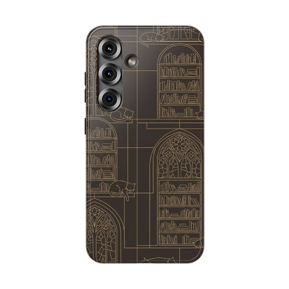 Cat Library Bookshelf Phone Case