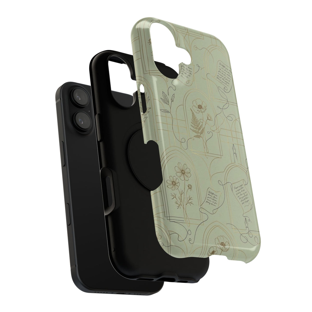 Vintage Botanical Script Design - Impact Resistant Phone Case