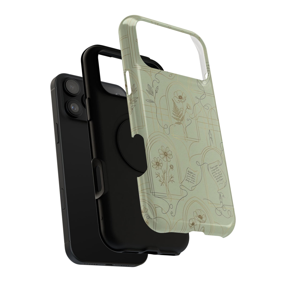 Vintage Botanical Script Design - Impact Resistant Phone Case