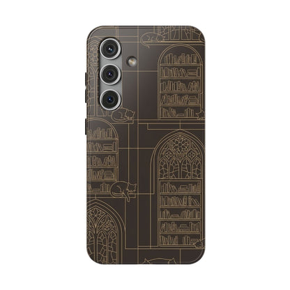 Cat Library Bookshelf Phone Case