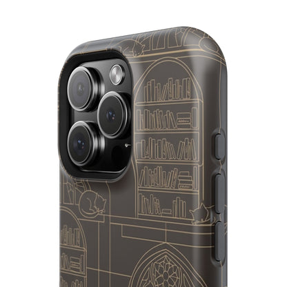 Cat Library Bookshelf Phone Case