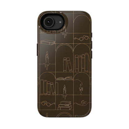 Vintage Library Books & Candle Pattern - Impact-Resistant Phone Case