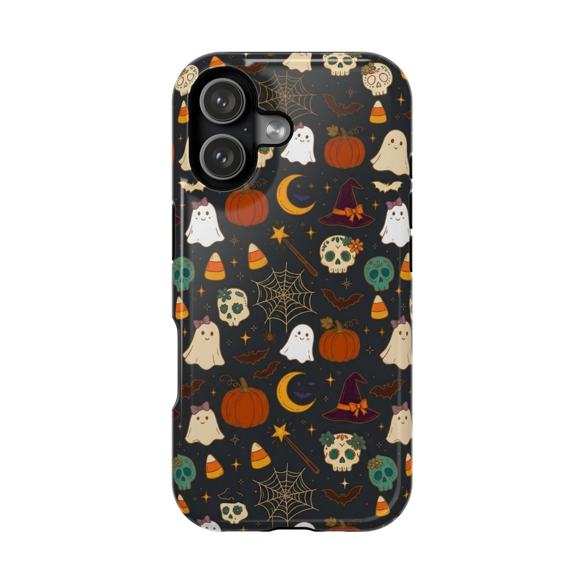 Ghosts, Pumpkins & Skulls Pattern - Impact Resistant Phone Case