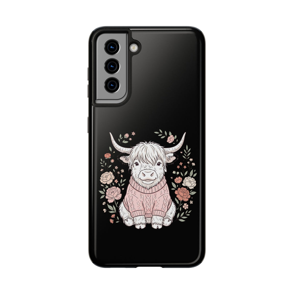 Highland Cow Floral Tough Phone Case