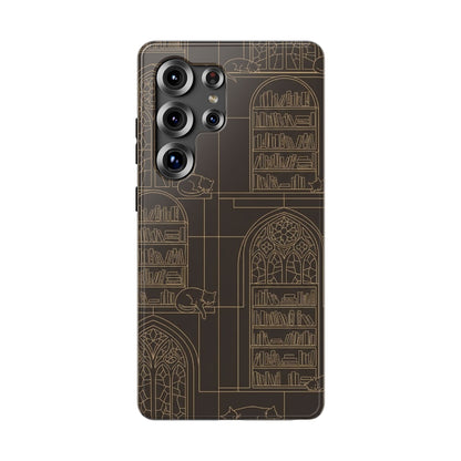 Cat Library Bookshelf Phone Case