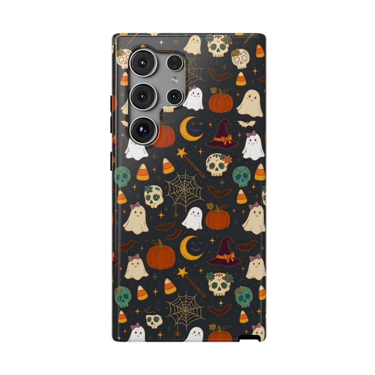Ghosts, Pumpkins & Skulls Pattern - Impact Resistant Phone Case