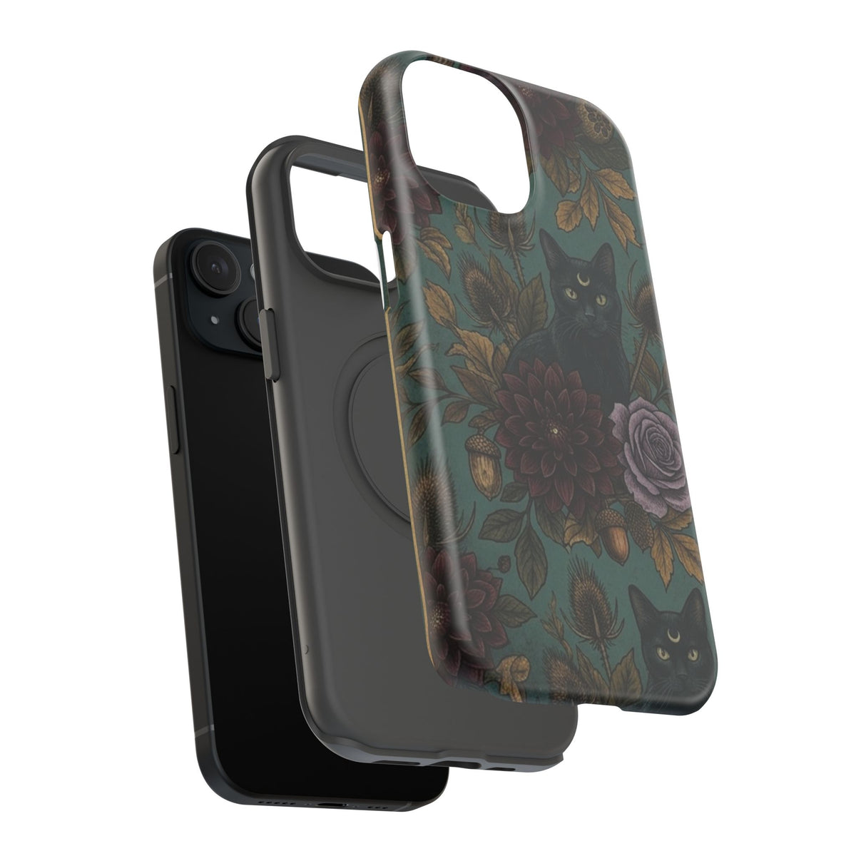 Botanical Black Cat - Impact Resistant Phone Case