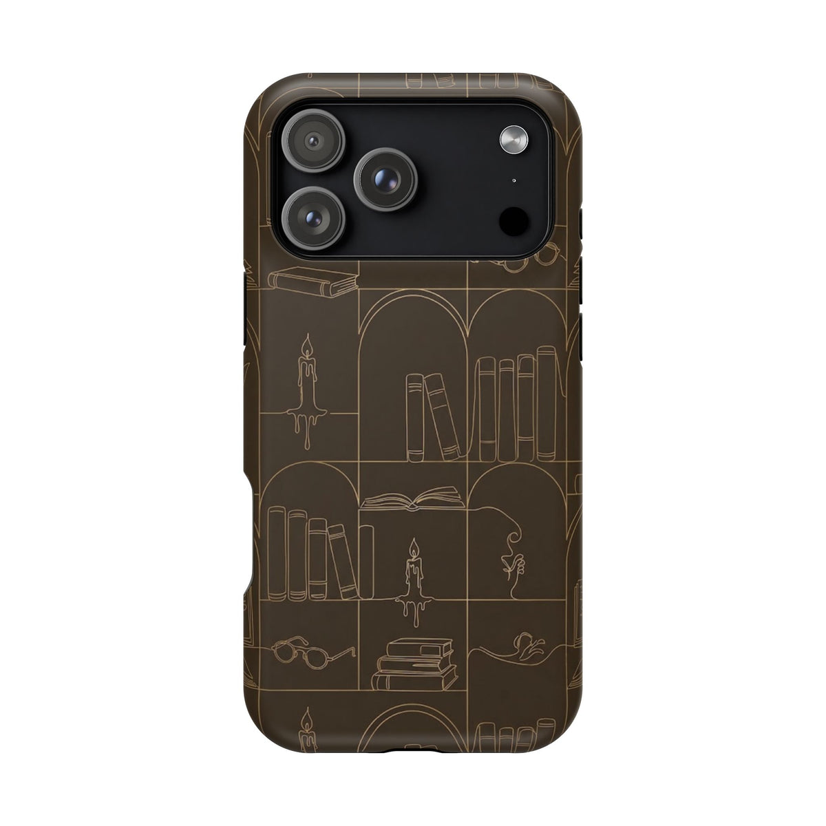 Vintage Library Books & Candle Pattern - Impact-Resistant Phone Case