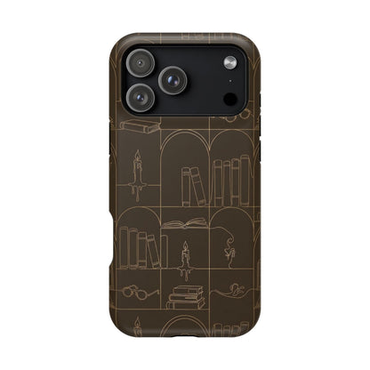 Vintage Library Books & Candle Pattern - Impact-Resistant Phone Case