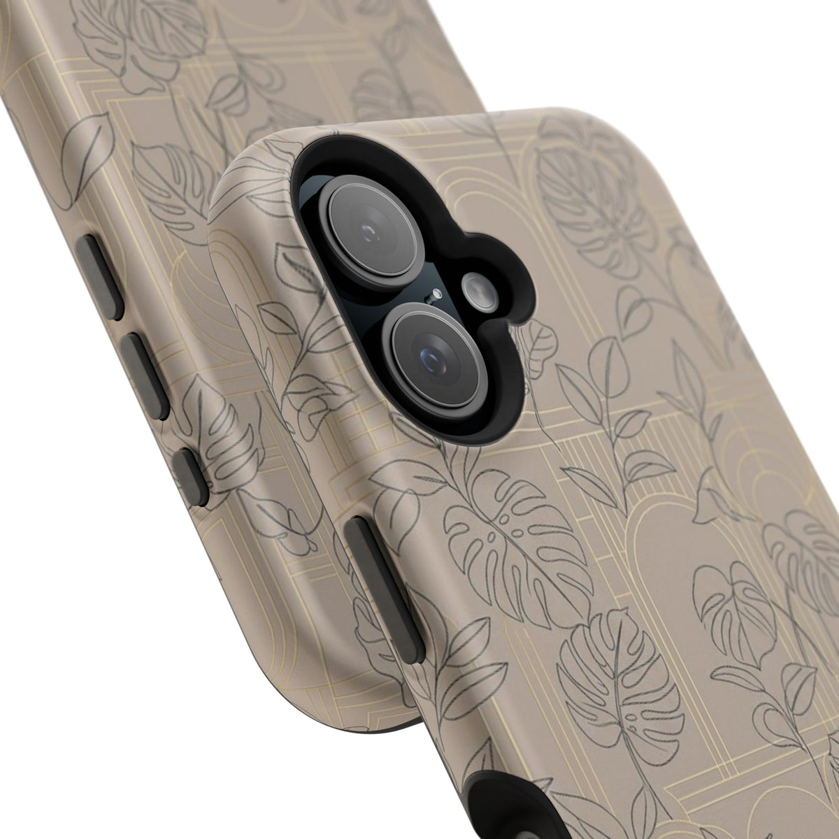 Neutral Leaf Pattern - Impact Resistant Phone Case