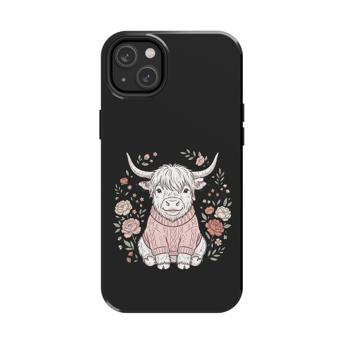 Highland Cow Floral Tough Phone Case