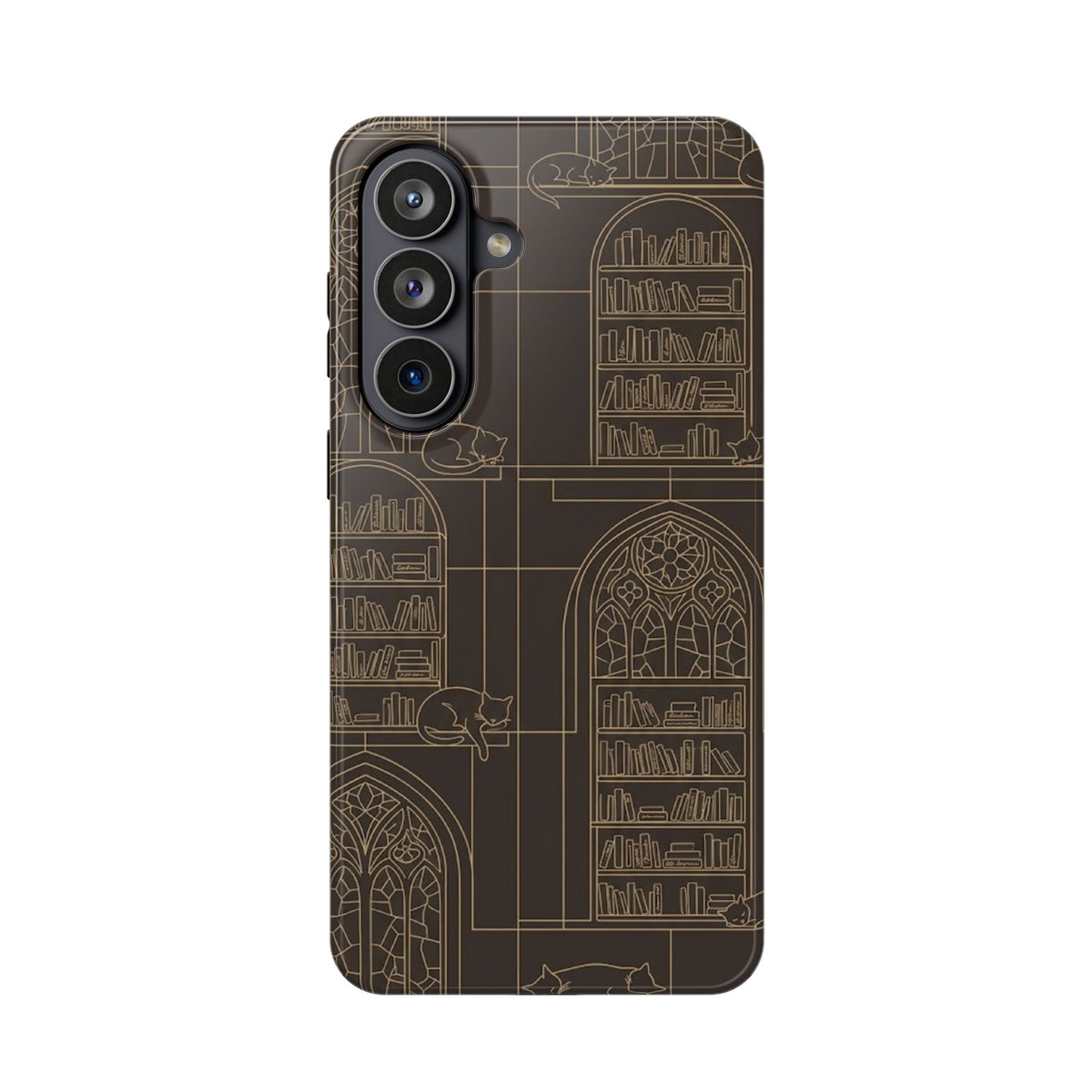 Cat Library Bookshelf Phone Case