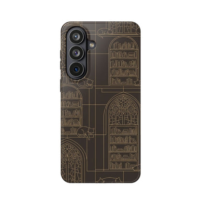 Cat Library Bookshelf Phone Case