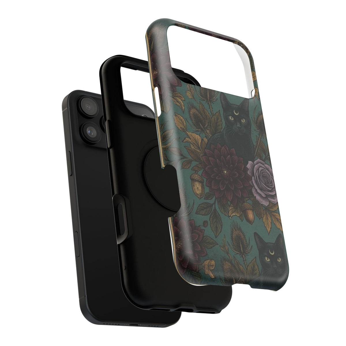 Botanical Black Cat - Impact Resistant Phone Case
