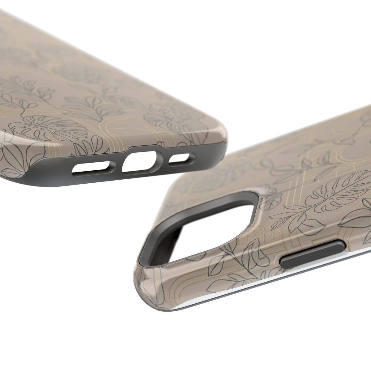 Neutral Leaf Pattern - Impact Resistant Phone Case
