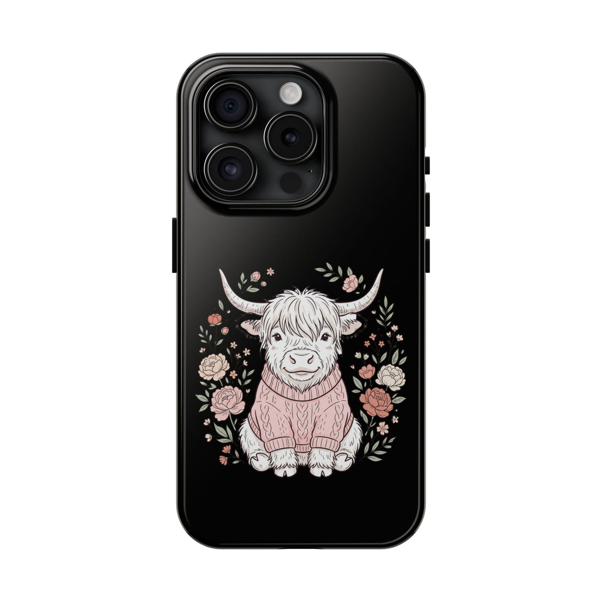 Highland Cow Floral Tough Phone Case