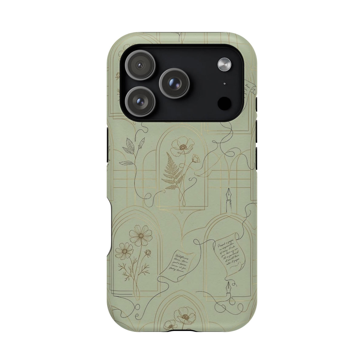 Vintage Botanical Script Design - Impact Resistant Phone Case