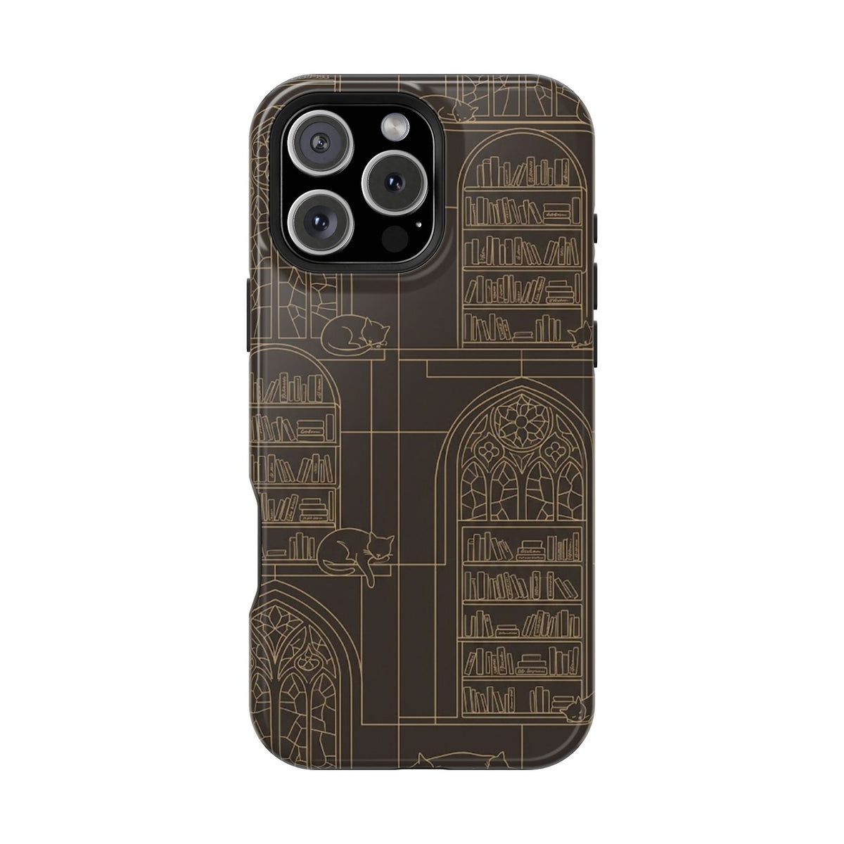 Cat Library Bookshelf Phone Case