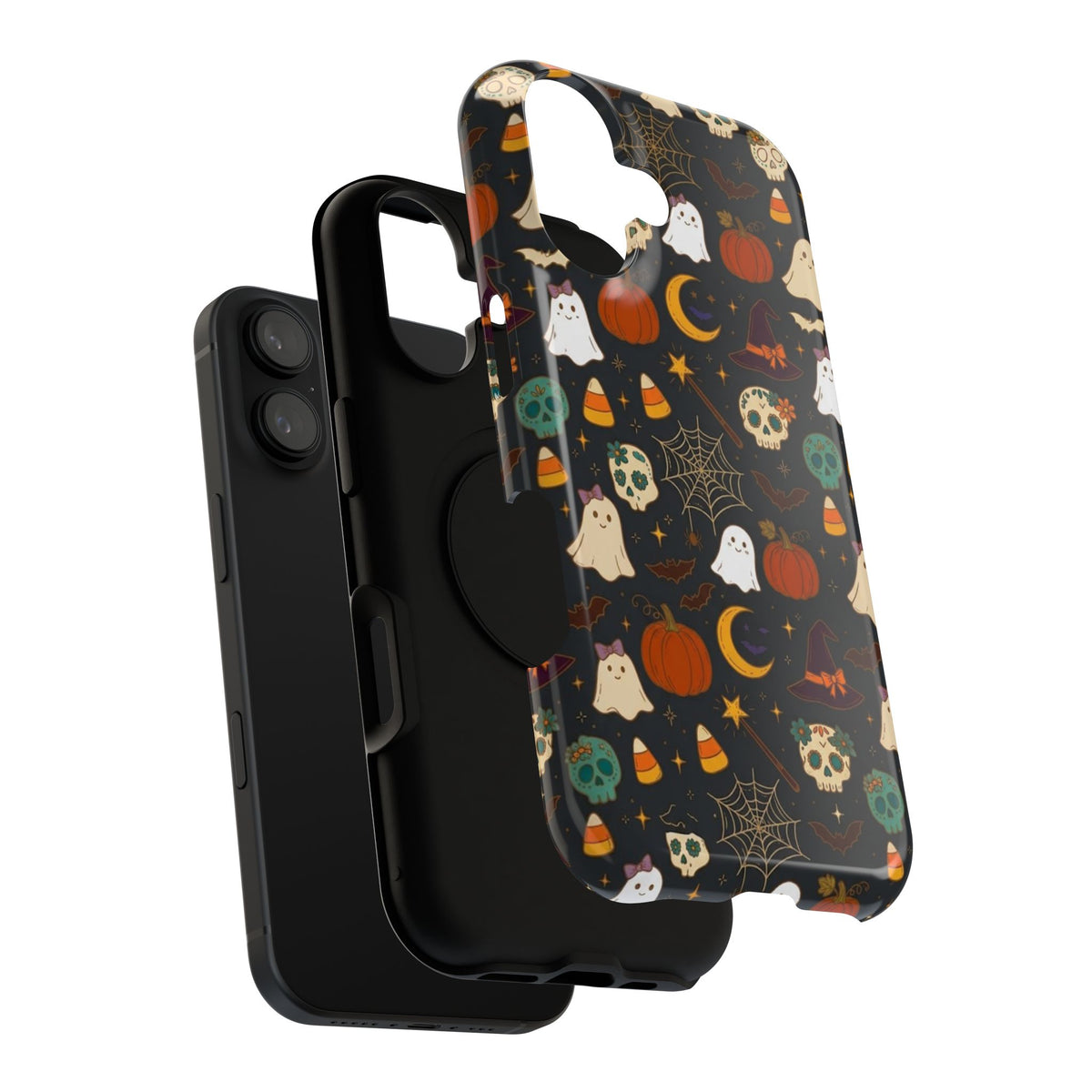 Ghosts, Pumpkins & Skulls Pattern - Impact Resistant Phone Case