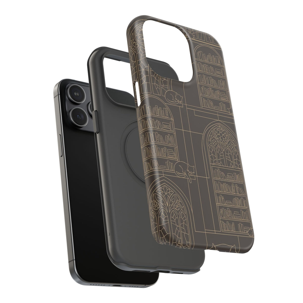 Cat Library Bookshelf Phone Case