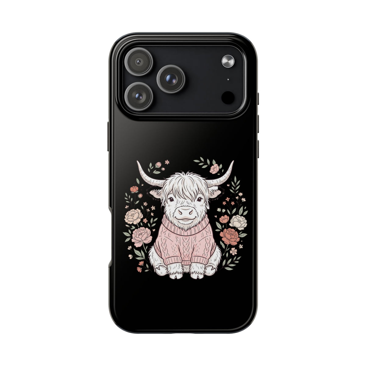 Highland Cow Floral Tough Phone Case