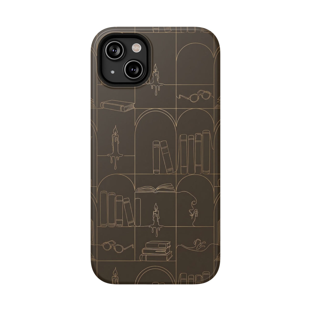 Vintage Library Books & Candle Pattern - Impact-Resistant Phone Case