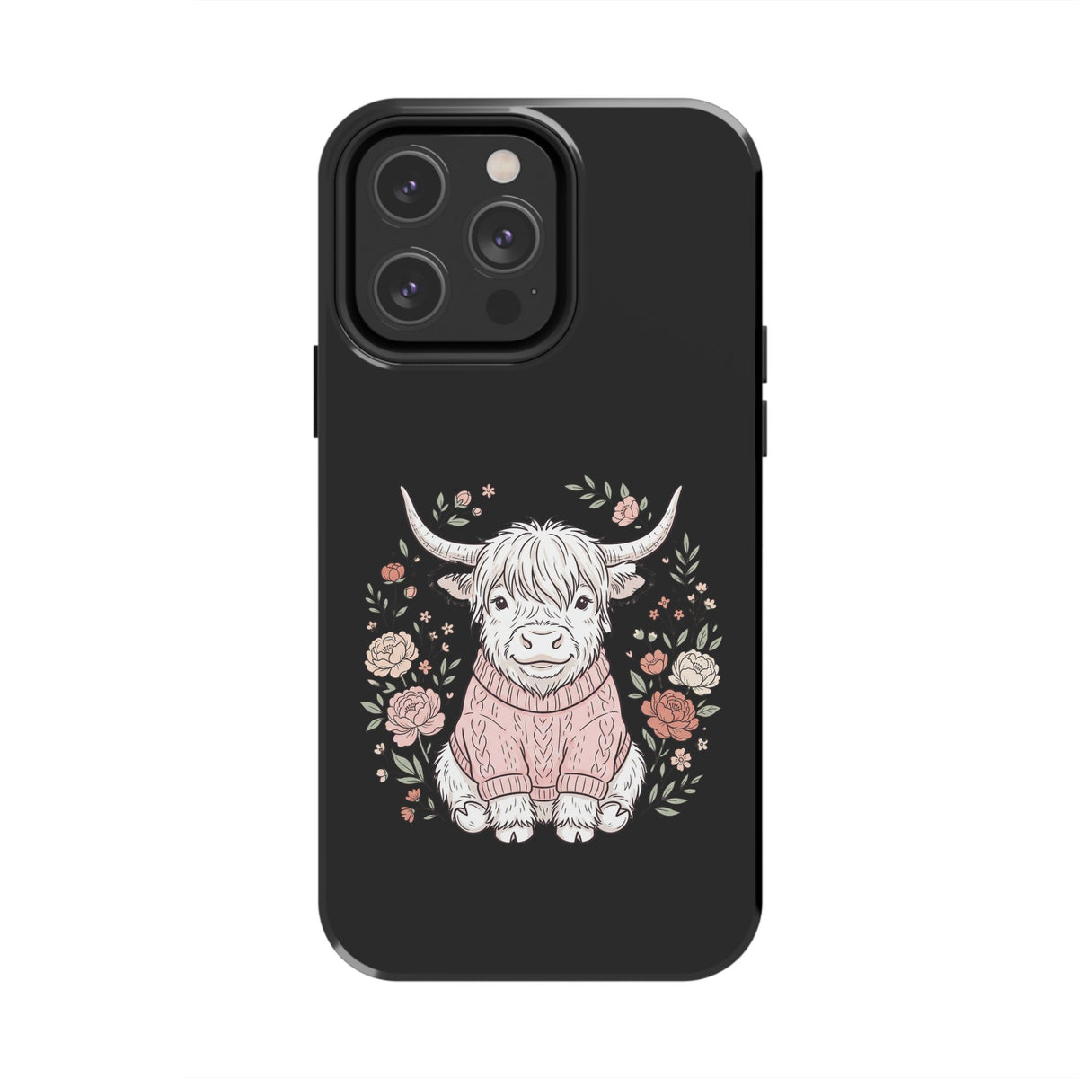 Highland Cow Floral Tough Phone Case