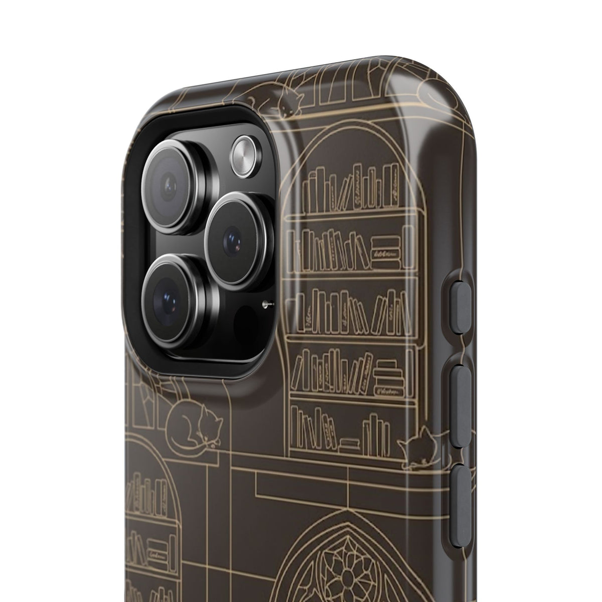 Cat Library Bookshelf Phone Case