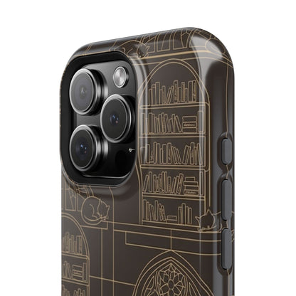 Cat Library Bookshelf Phone Case