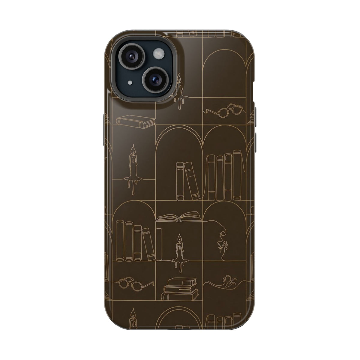 Vintage Library Books & Candle Pattern - Impact-Resistant Phone Case