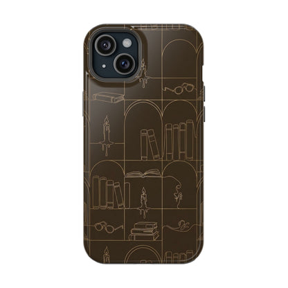Vintage Library Books & Candle Pattern - Impact-Resistant Phone Case