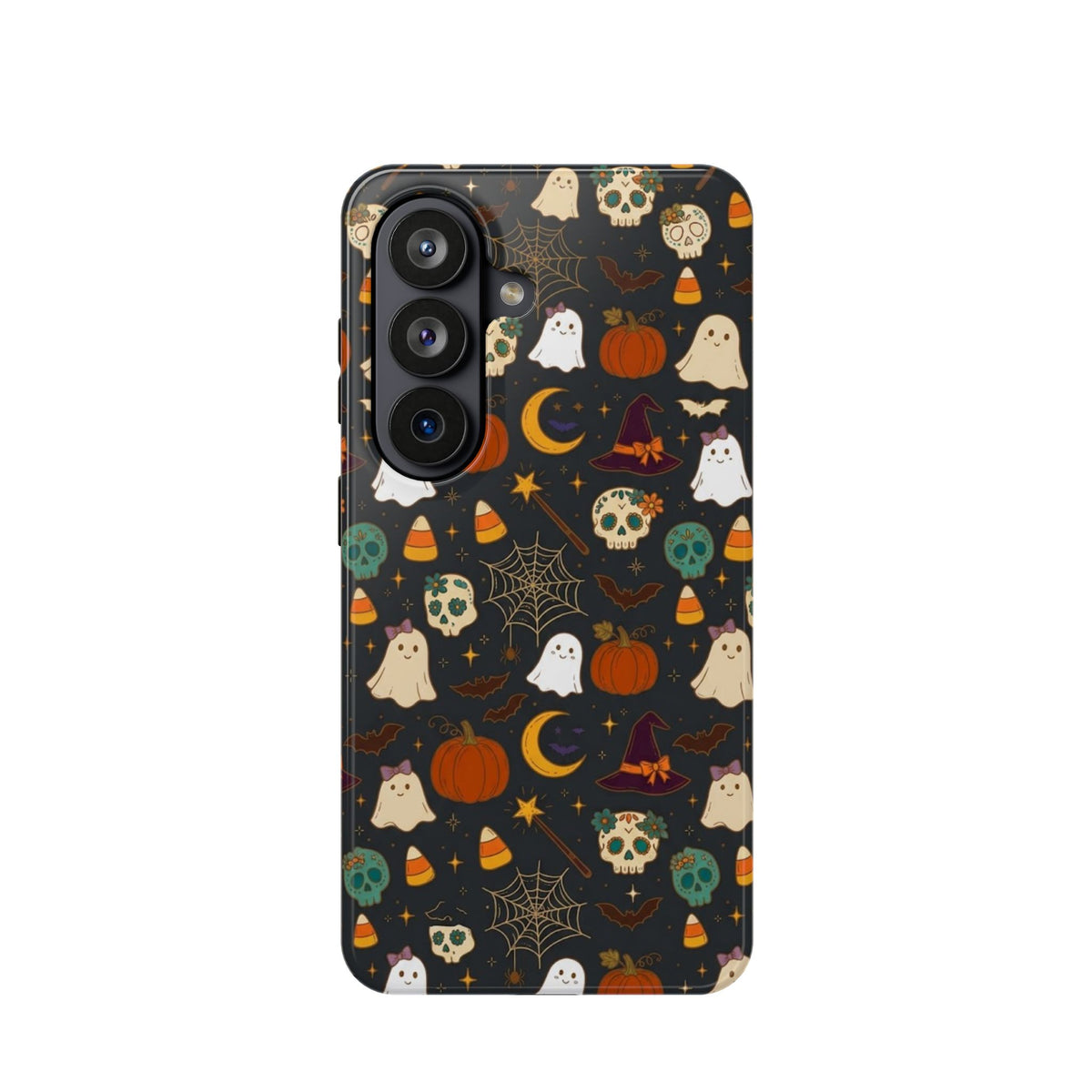 Ghosts, Pumpkins & Skulls Pattern - Impact Resistant Phone Case