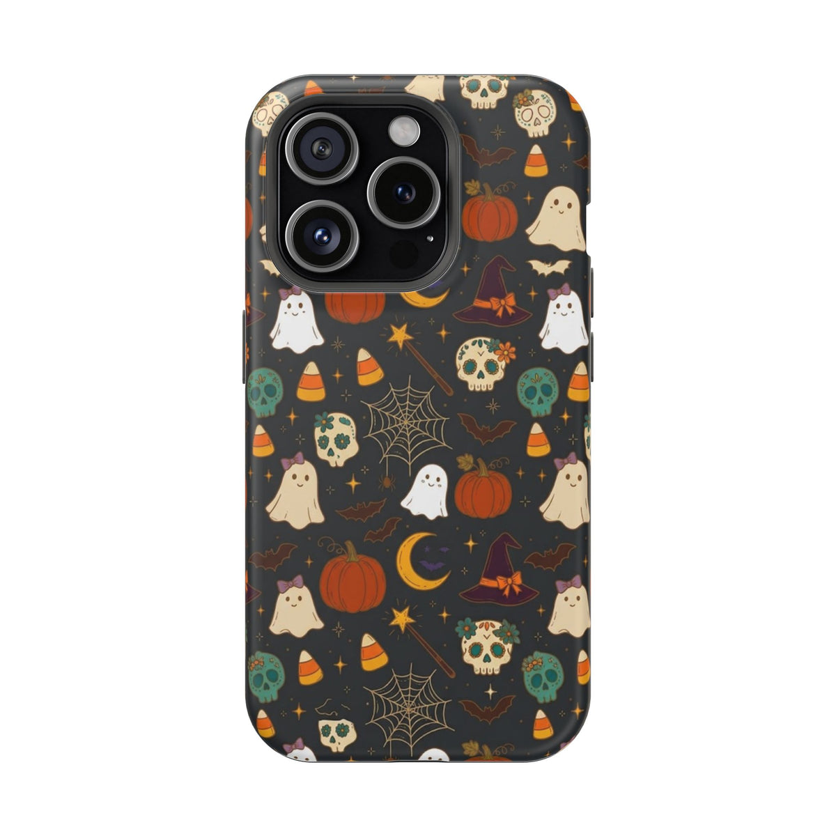 Ghosts, Pumpkins & Skulls Pattern - Impact Resistant Phone Case
