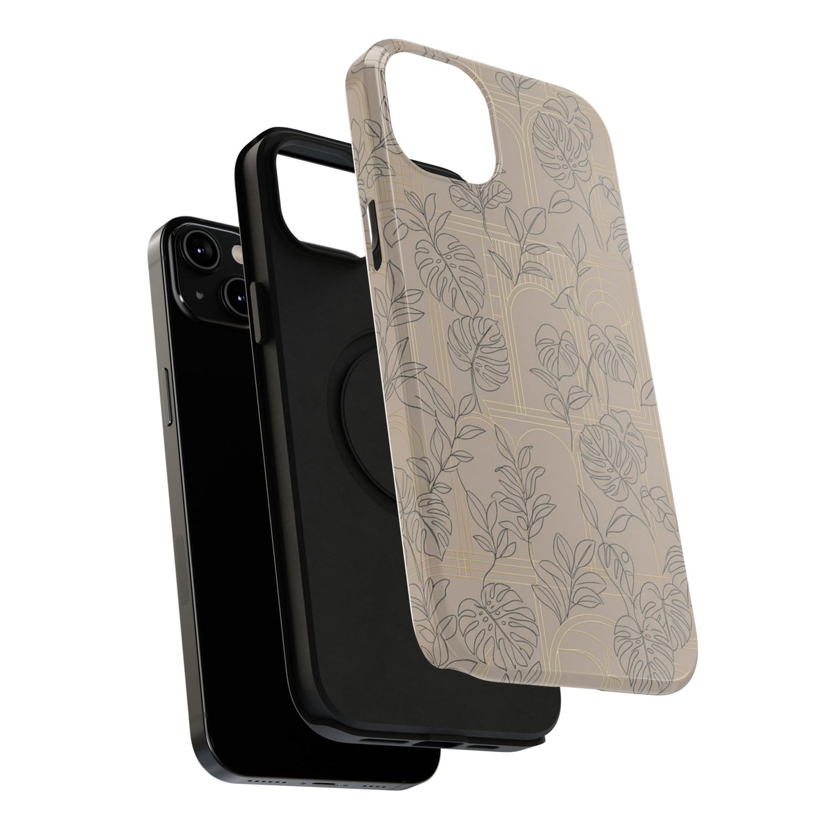 Neutral Leaf Pattern - Impact Resistant Phone Case