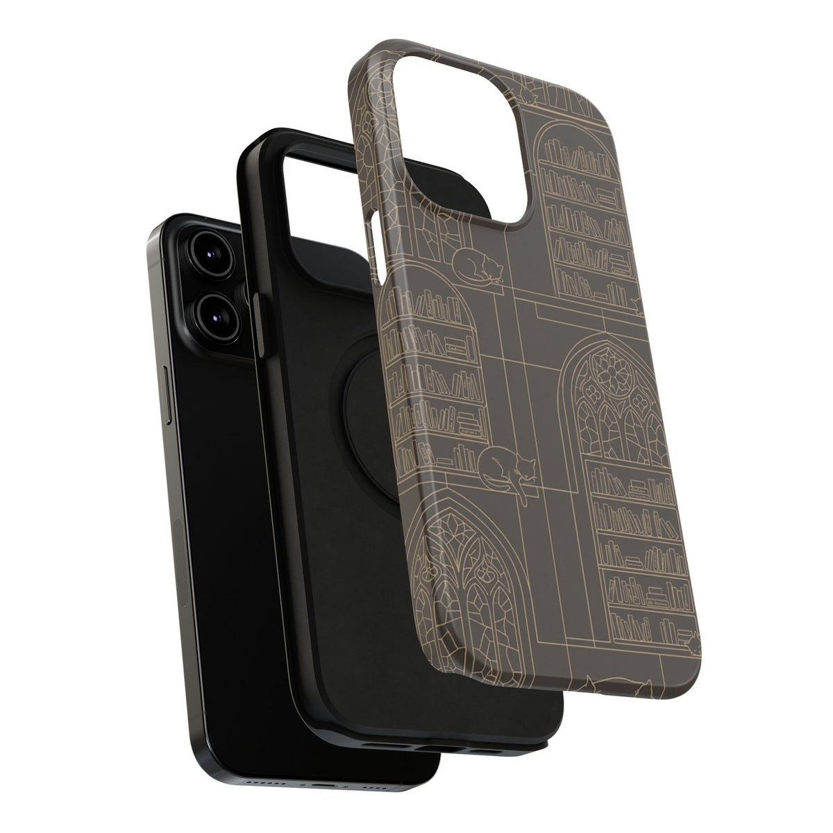 Cat Library Bookshelf Phone Case
