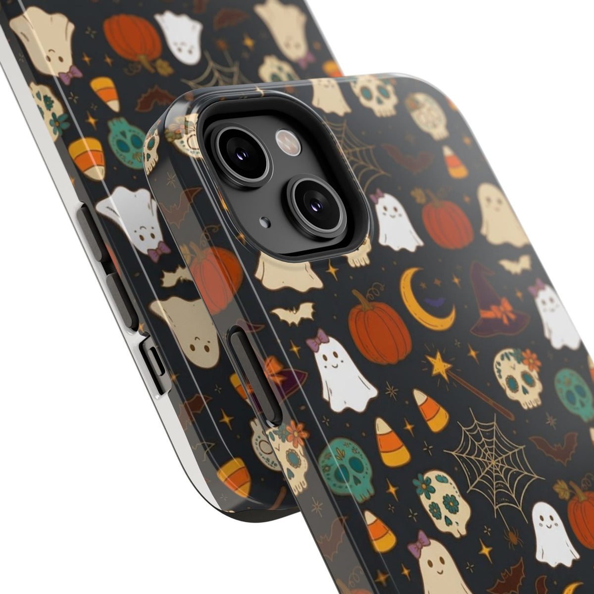 Ghosts, Pumpkins & Skulls Pattern - Impact Resistant Phone Case