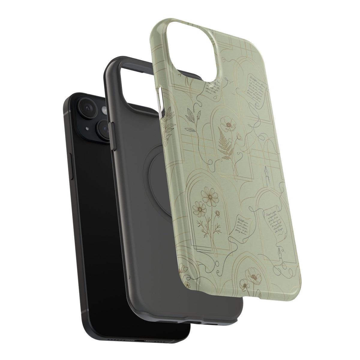 Vintage Botanical Script Design - Impact Resistant Phone Case