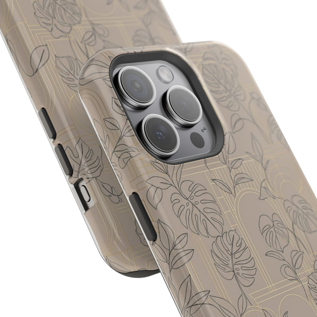Neutral Leaf Pattern - Impact Resistant Phone Case
