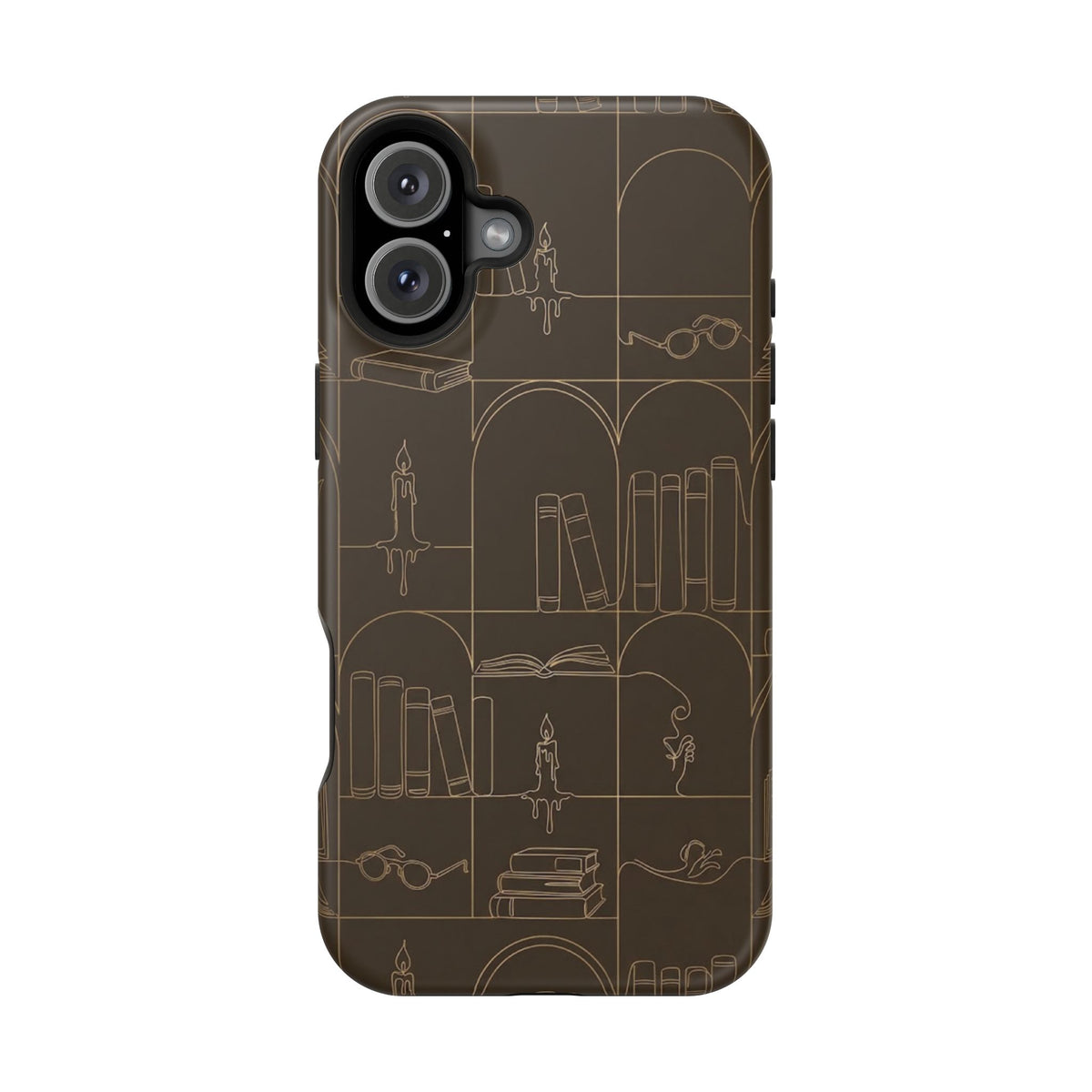 Vintage Library Books & Candle Pattern - Impact-Resistant Phone Case