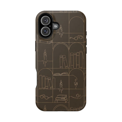 Vintage Library Books & Candle Pattern - Impact-Resistant Phone Case