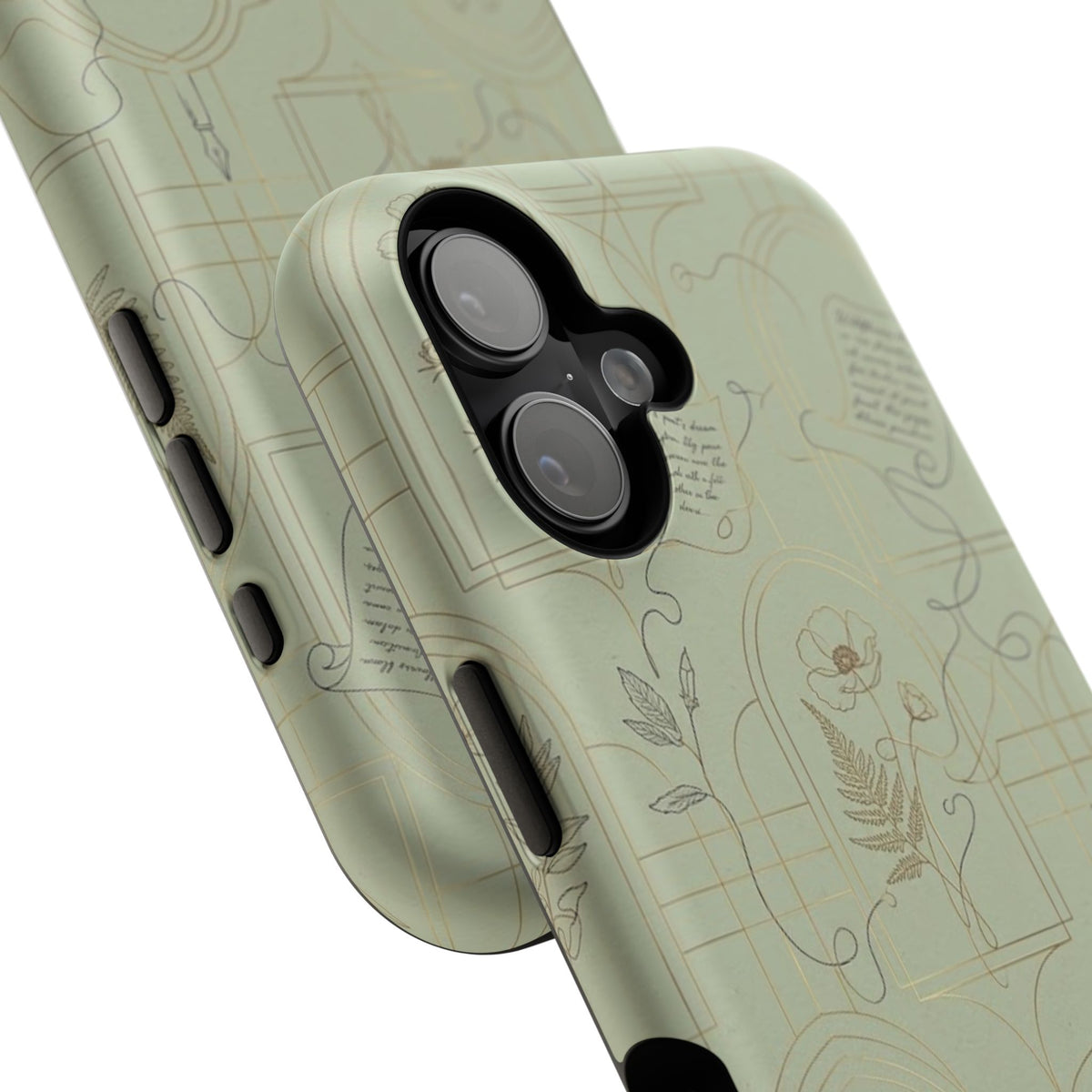 Vintage Botanical Script Design - Impact Resistant Phone Case